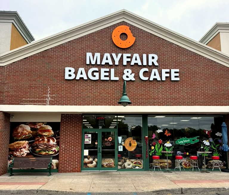 Mayfair Bagel & Cafe storefront on Jericho Turnpike